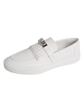 Hermes Sneakers Game Slip-on Low Cut Kelly Shoes Leather White